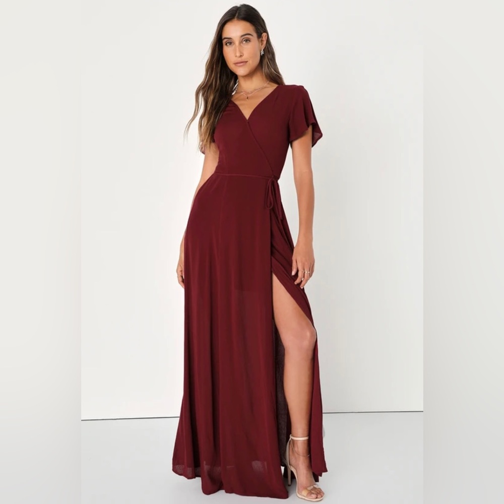 NWT-Heart of Marigold Burgundy Wrap Maxi Dress